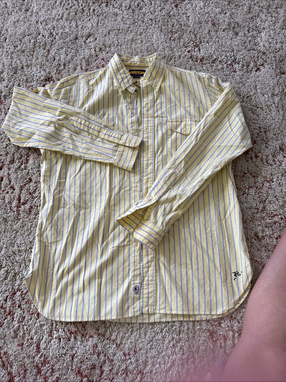 Ralph Lauren RUGBY Yellow & Blue Vertical Stripe Button-Down Shirt